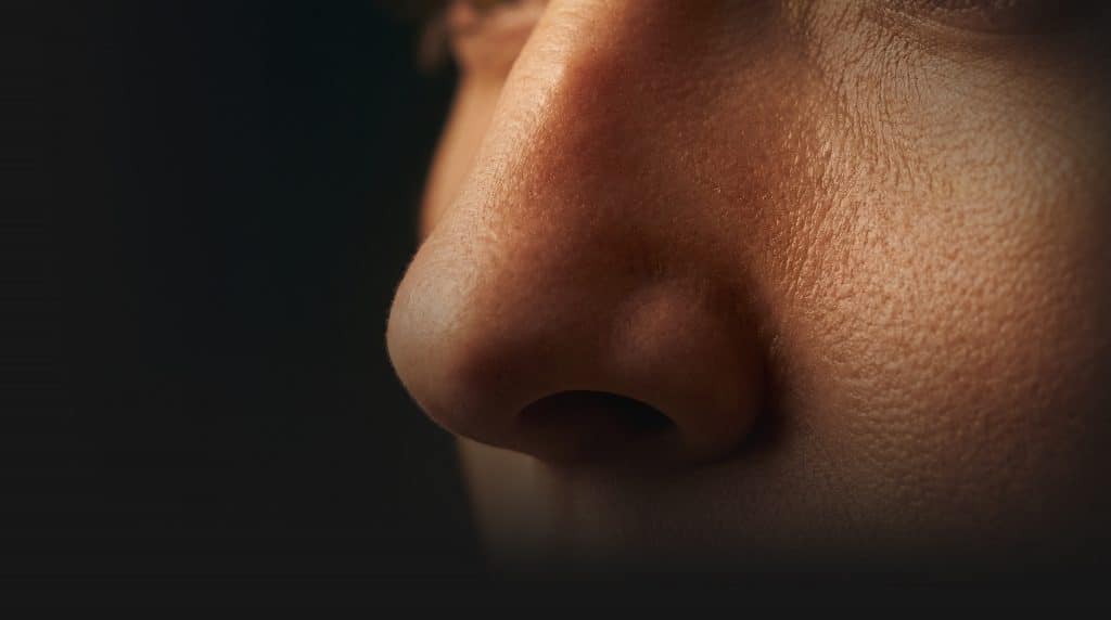Close up side profile of a nose for the Transform Beverly Hills rhinoplasty treatment card